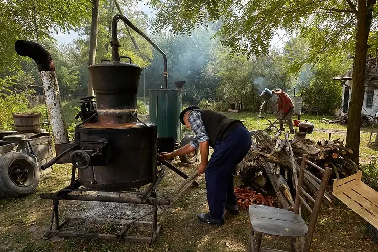 Traditional Rakija distilling in the Balkans